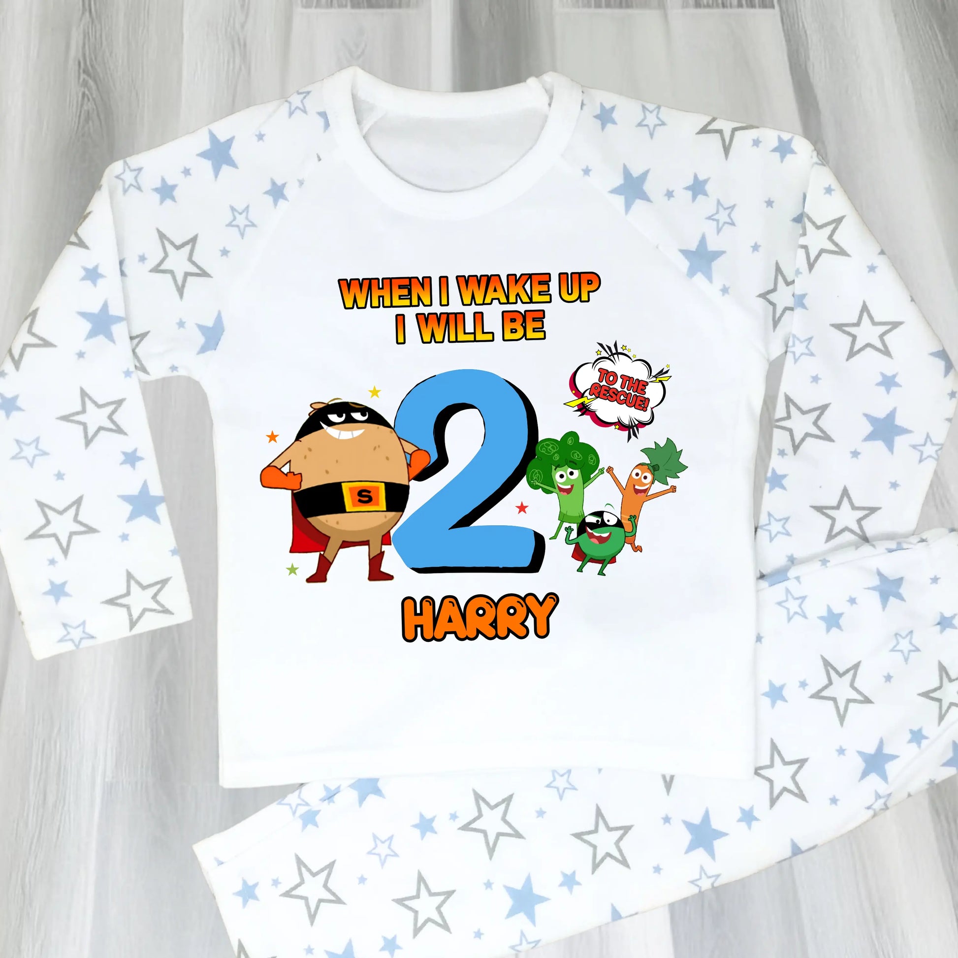 Boys Personalised Supertato Birthday Pyjamas - When I Wake Up PJs AishaBaileyDesigns