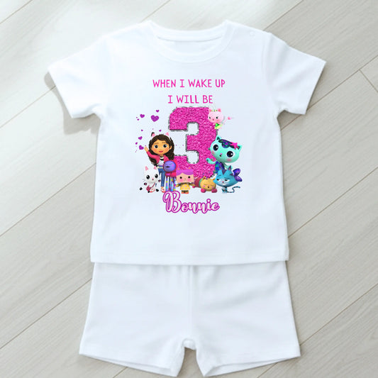 Personalised Gabby's Dollhouse Short Birthday Pyjamas: Girls Short Birthday PJs AishaBaileyDesigns