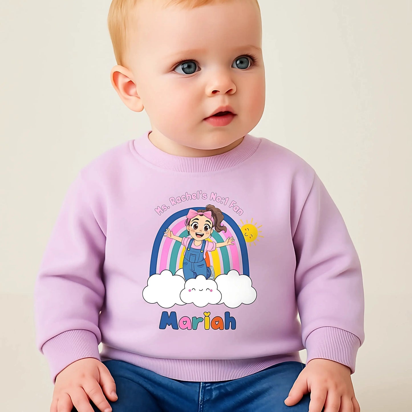 Personalised Ms Rachel sweatshirt: Ms Rache's no:1 fan jumper with custom name.