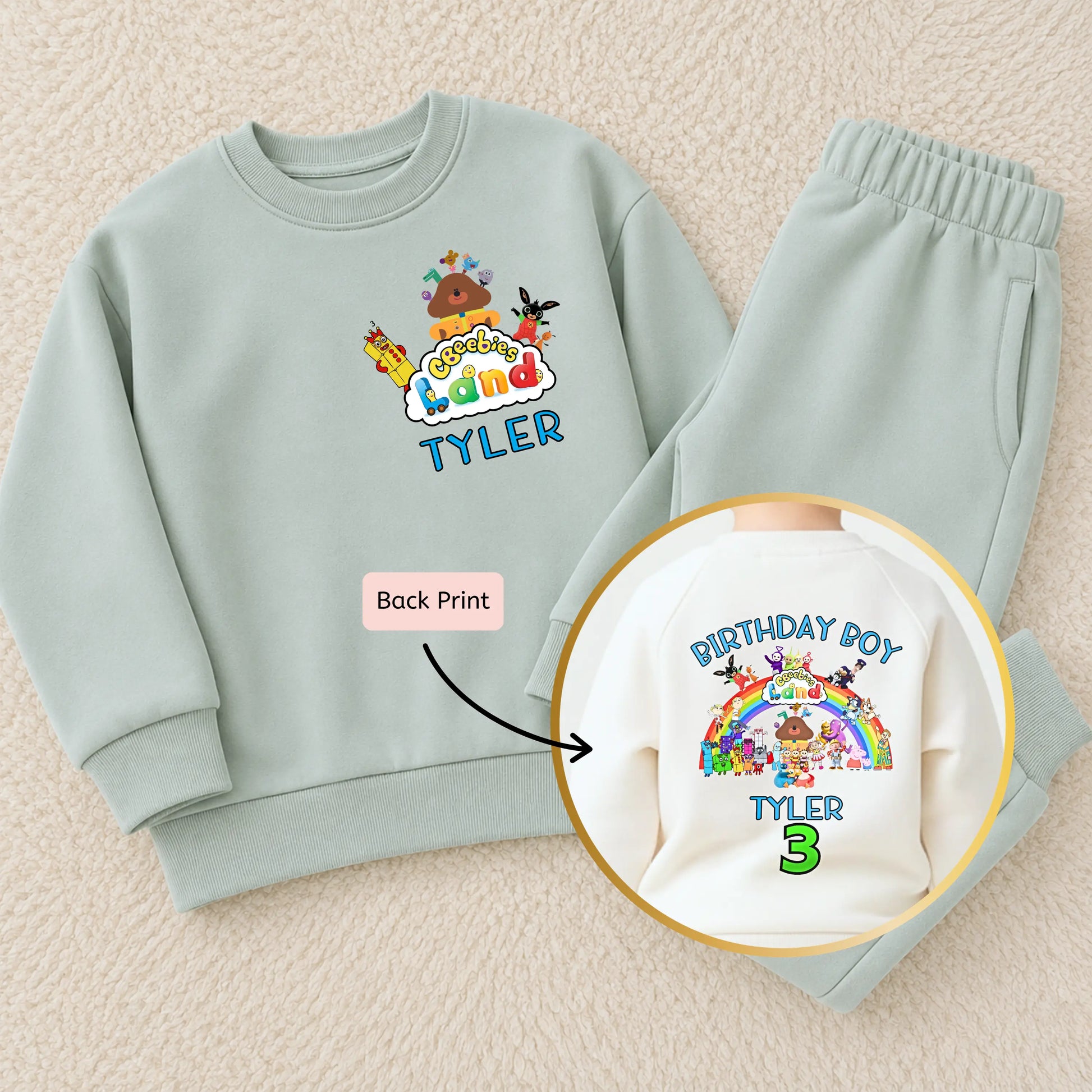 Personalised Birthday Loungewear Set for Boys – CBeebies Character Custom Outfit Sweatshirt & Joggers (Copy) AishaBaileyDesigns