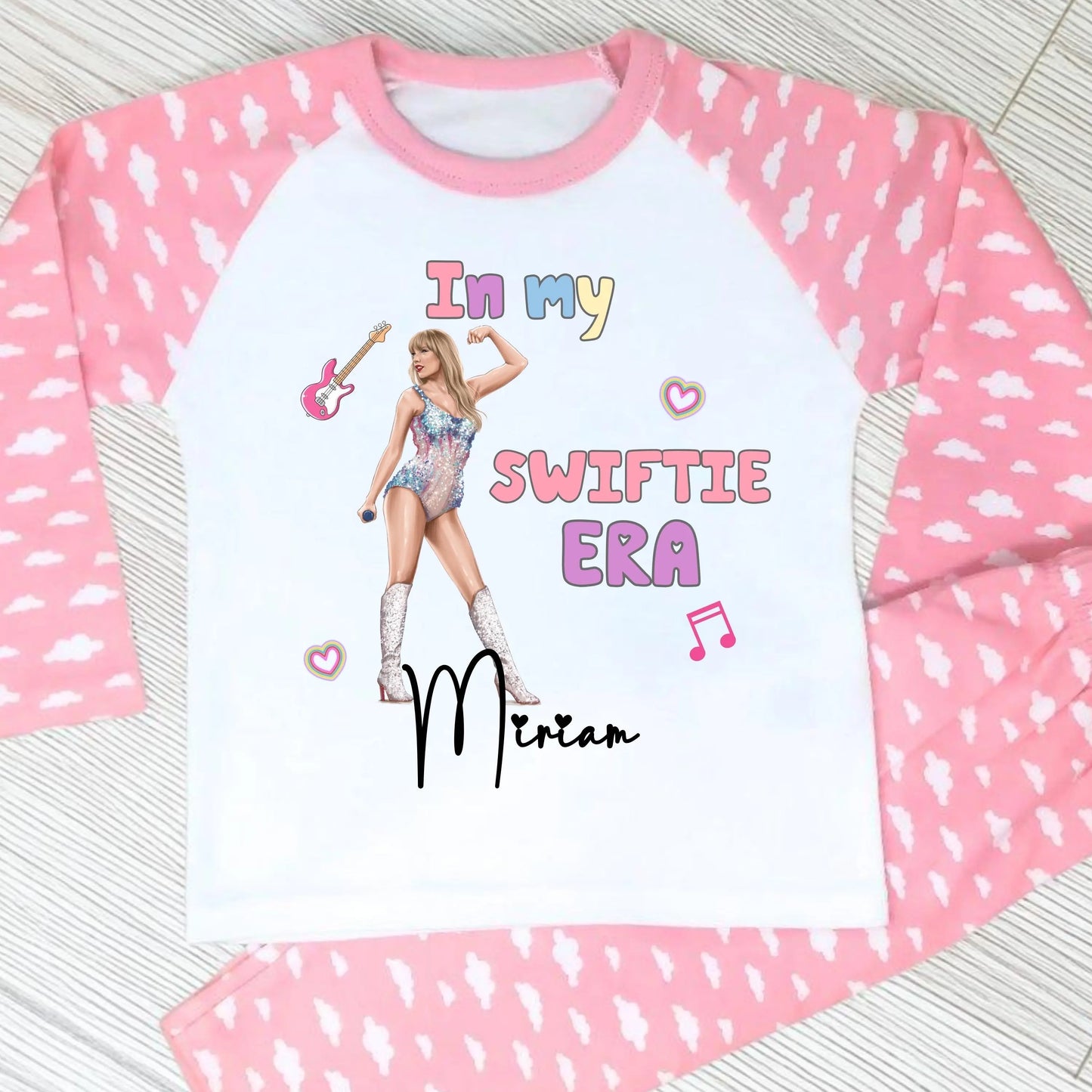 Personalised Taylor Swiftie pyjamas with her custom name. Perfect for everyday wear for Taylor Swift fans