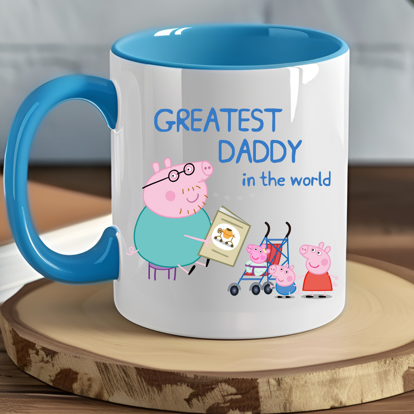 daddy pig mug, personalised gift for him, peppa pig personalised, custom daddy gift, dad gift from kids, dad coffee mug