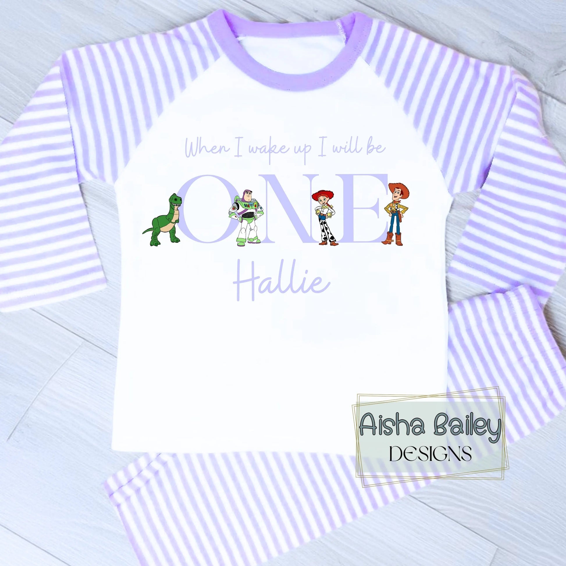 Personalised Toy Story birthday pyjamas for girls with custom name, when I wake up I will be birthday outfit pink kids pyjama set