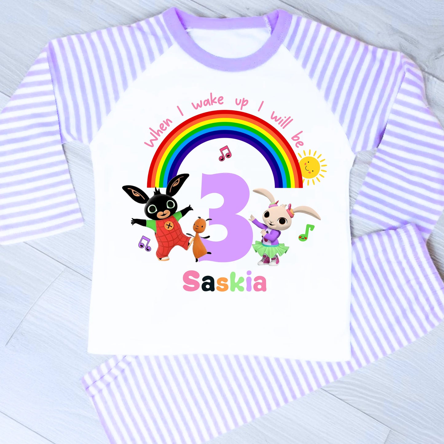 Personalised Bing and Coco Birthday Pyjamas for Girls, When I Wake up I Will Be AishaBaileyDesigns