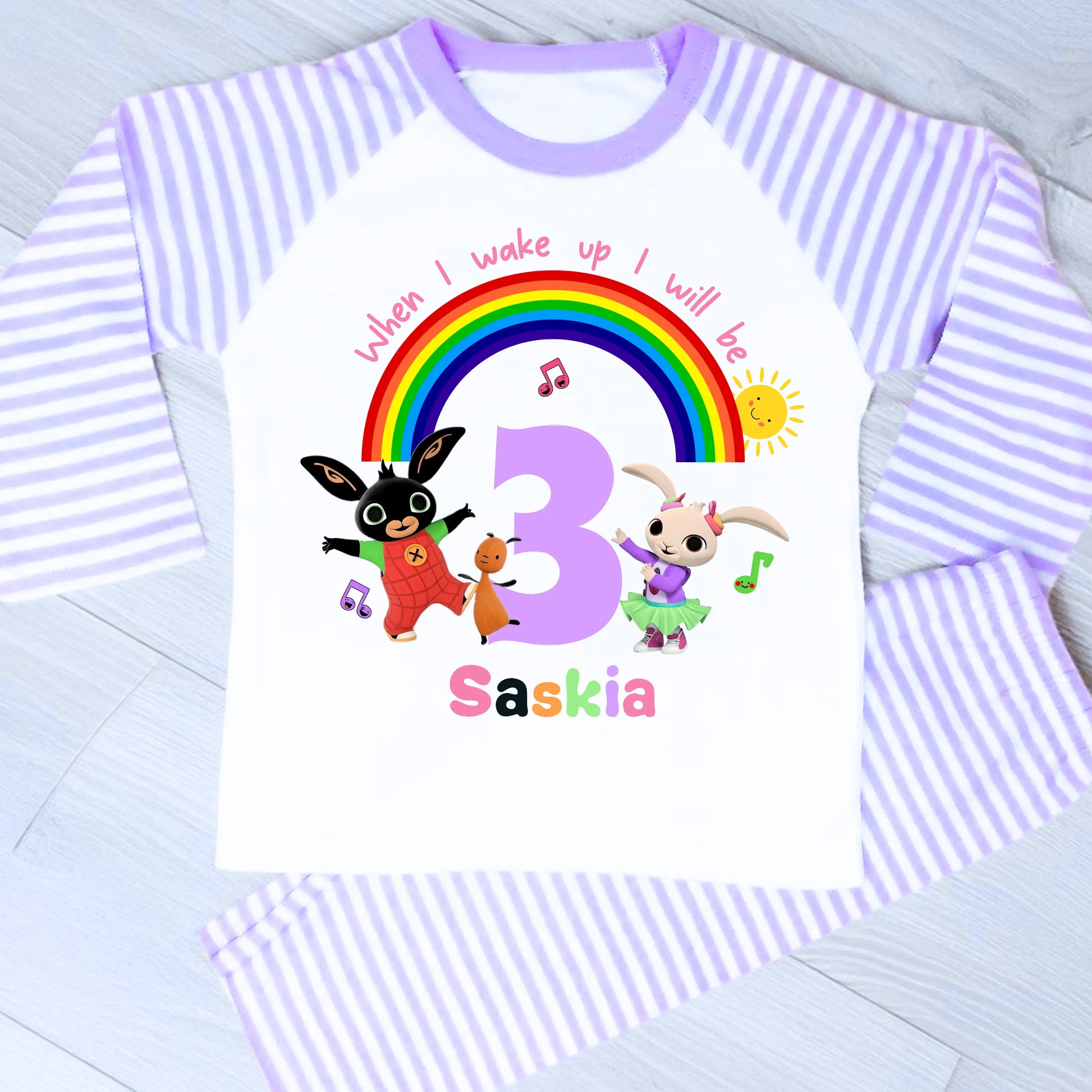 Personalised Bing and Coco Birthday Pyjamas for Girls, When I Wake up I Will Be AishaBaileyDesigns