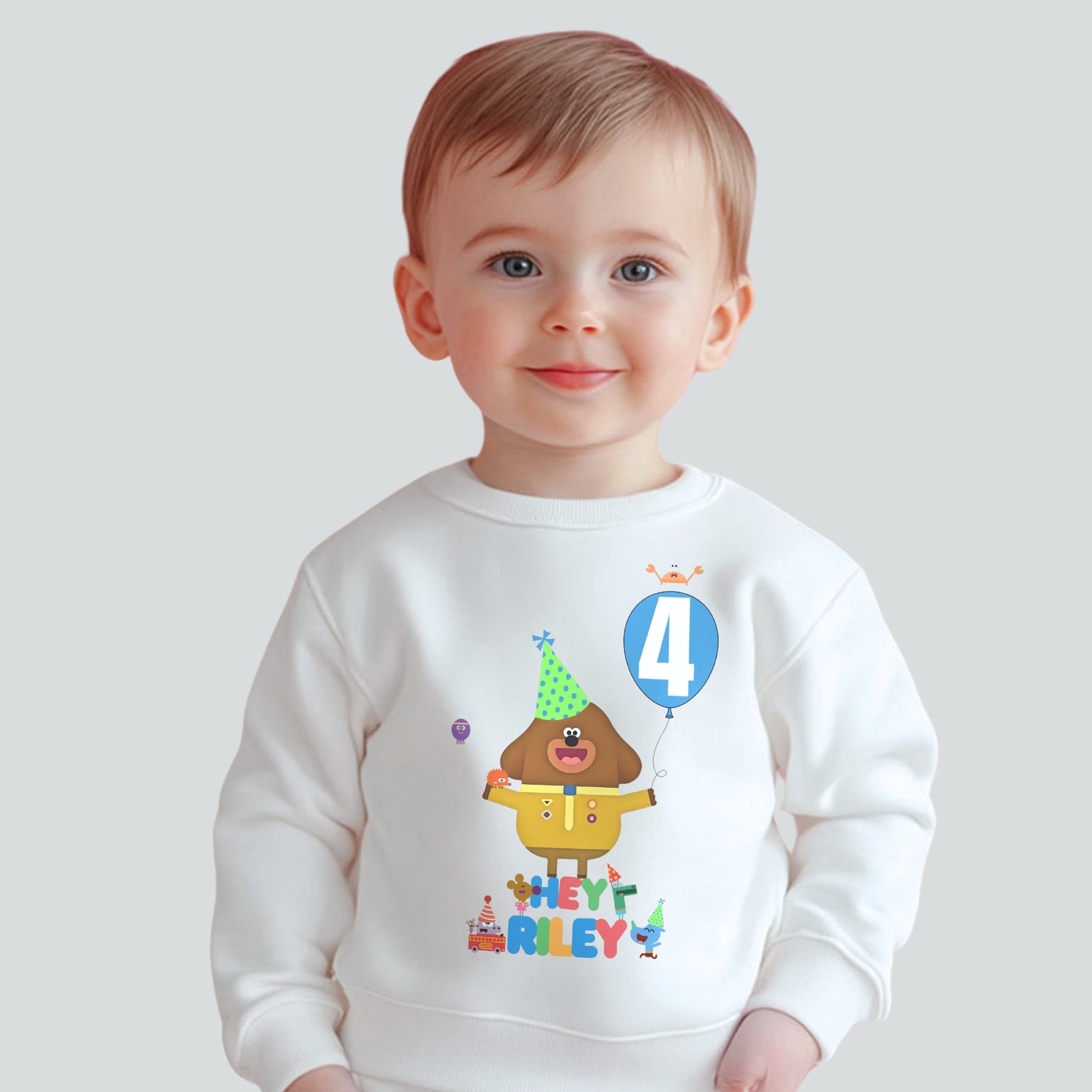 Hey Duggee birthday sweatshirt - Boys Hey Duggee Personalised Birthday Sweatshirt, hey duggee birthday sweatshirt, hey duggee blue jumper, hey duggee toddler outfit