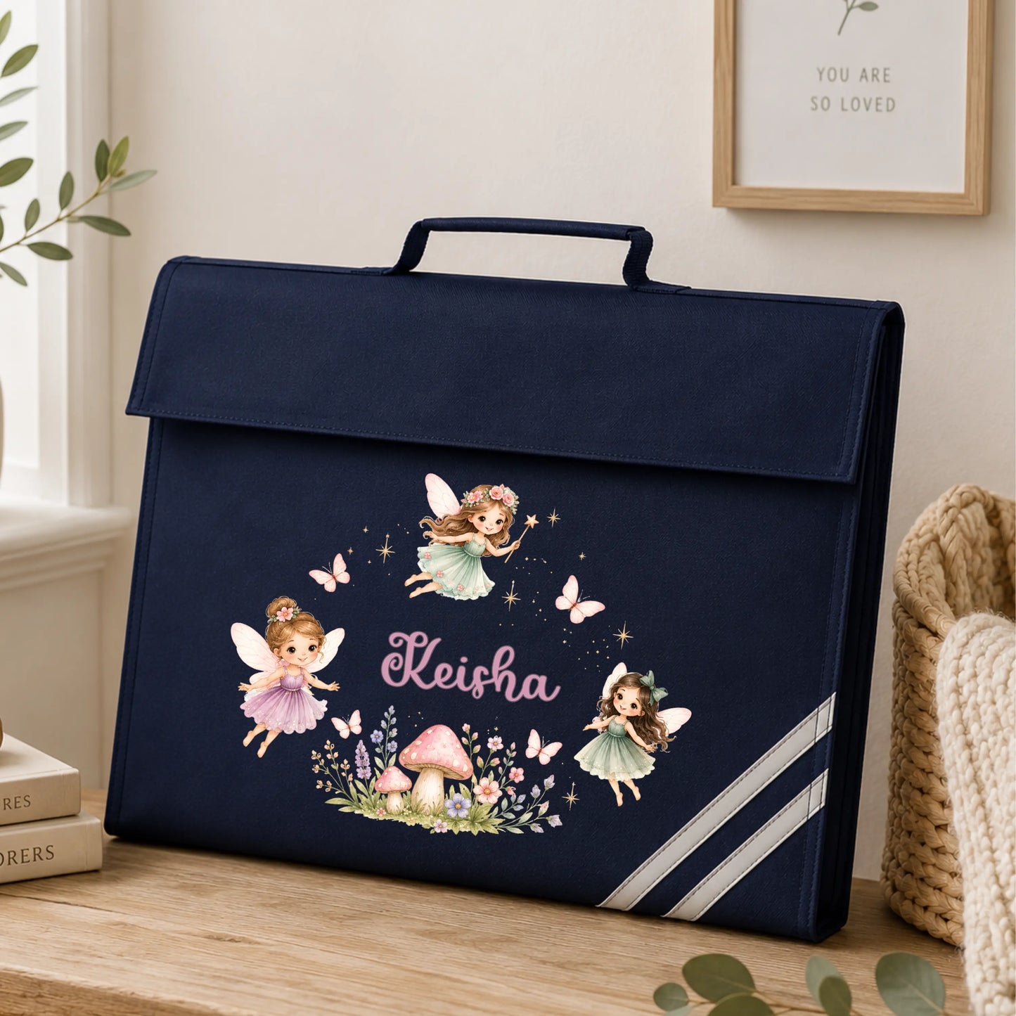Personalised Back to School Book Bag for Girls | Custom Kids Fairy Bag AishaBaileyDesigns