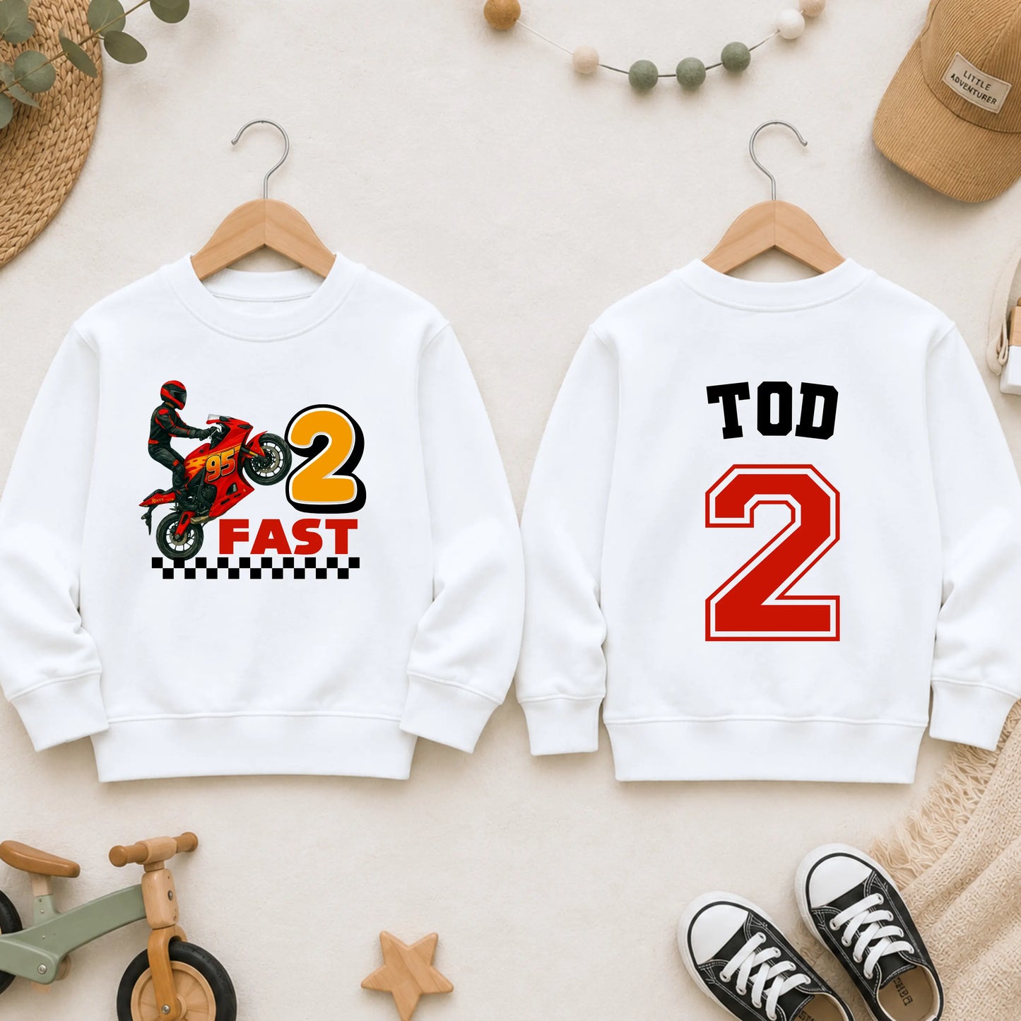 Motorbike Birthday Sweatshirt – Personalised Lightning McQueen Inspired Boys Jumper AishaBaileyDesigns