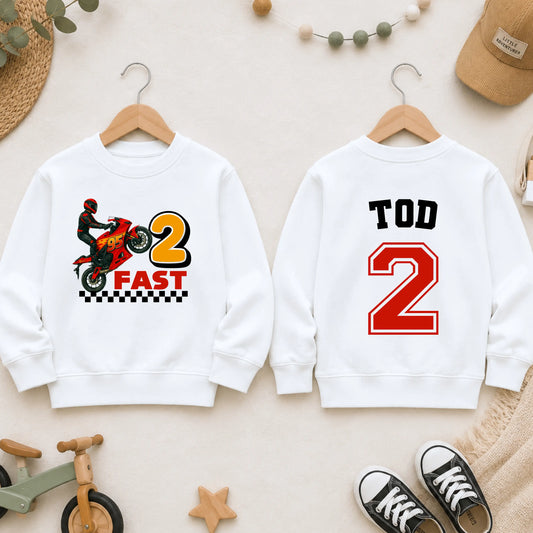 Motorbike Birthday Sweatshirt – Personalised Lightning McQueen Inspired Boys Jumper AishaBaileyDesigns