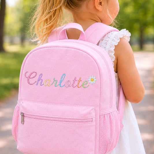 Embroidered Personalised Backpack for Girls – Custom Name Toddler & School Bag (Small & Large) AishaBaileyDesigns