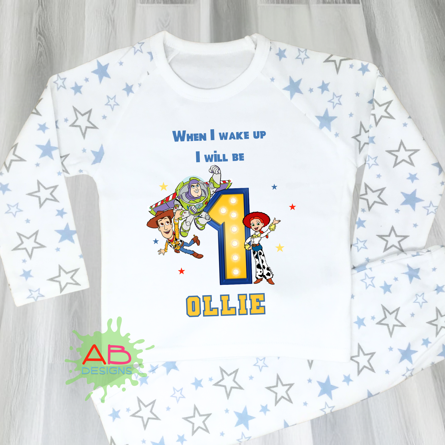 Toy Story Birthday Pyjamas, Boys Custom Buzz, Woody & Jessie Pjs, When i wake up toy story, personalised toy story