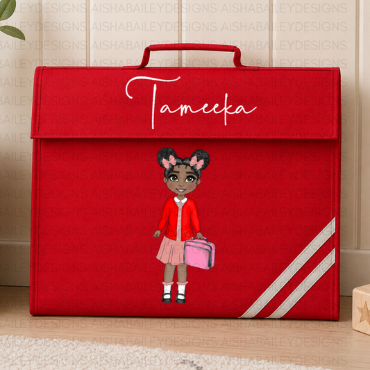 Personalised Back to School Book Bag for Girls | Custom Kids Character Design AishaBaileyDesigns
