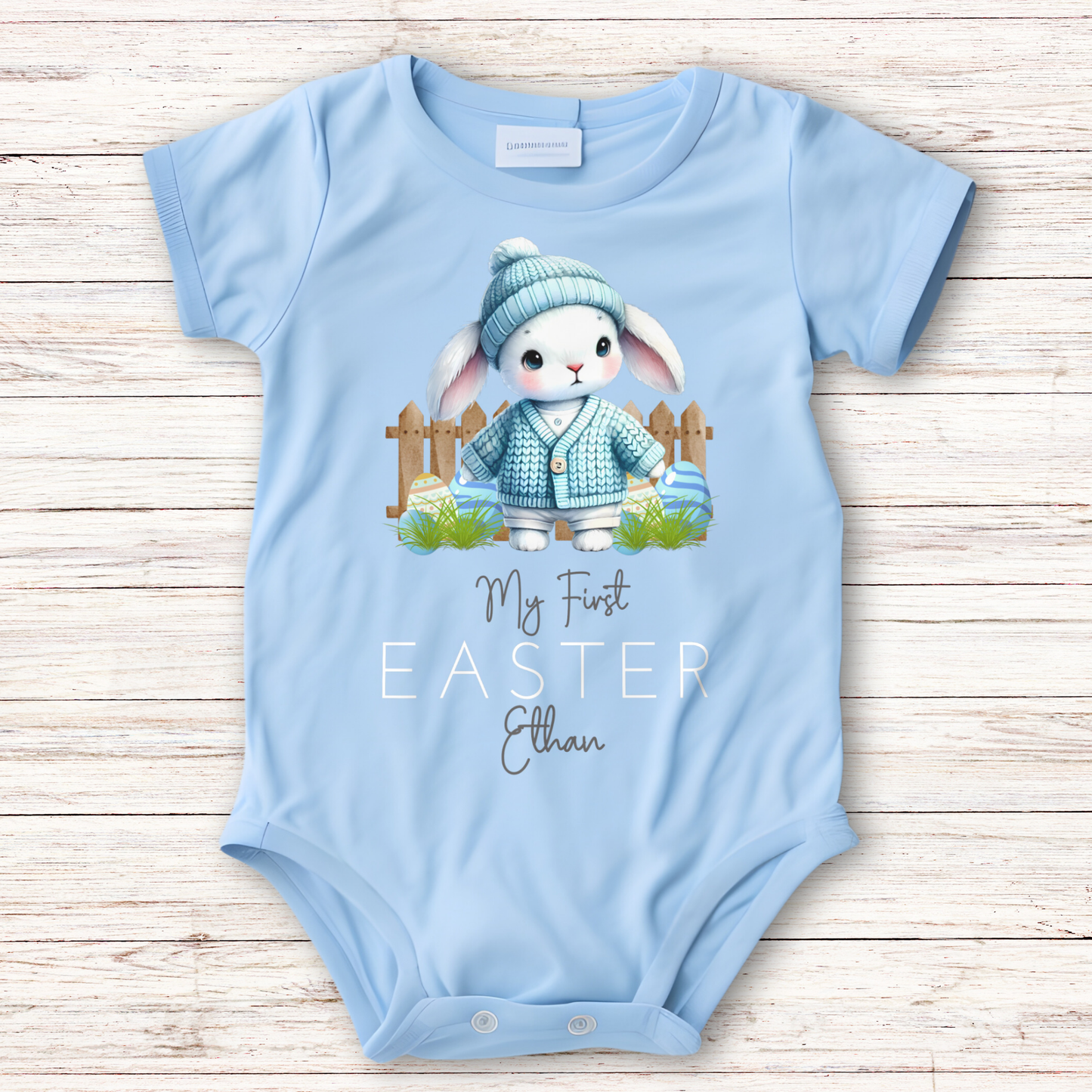 Easter Vest - Baby's First Personalised Easter Outfit for Boys, newborn easter outfit, baby's 1st easter vest, baby's first easter babygrow