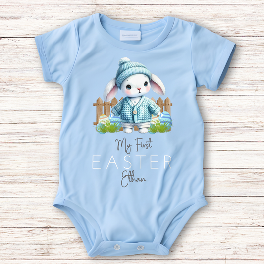 Easter Vest - Baby's First Personalised Easter Outfit for Boys, newborn easter outfit, baby's 1st easter vest, baby's first easter babygrow