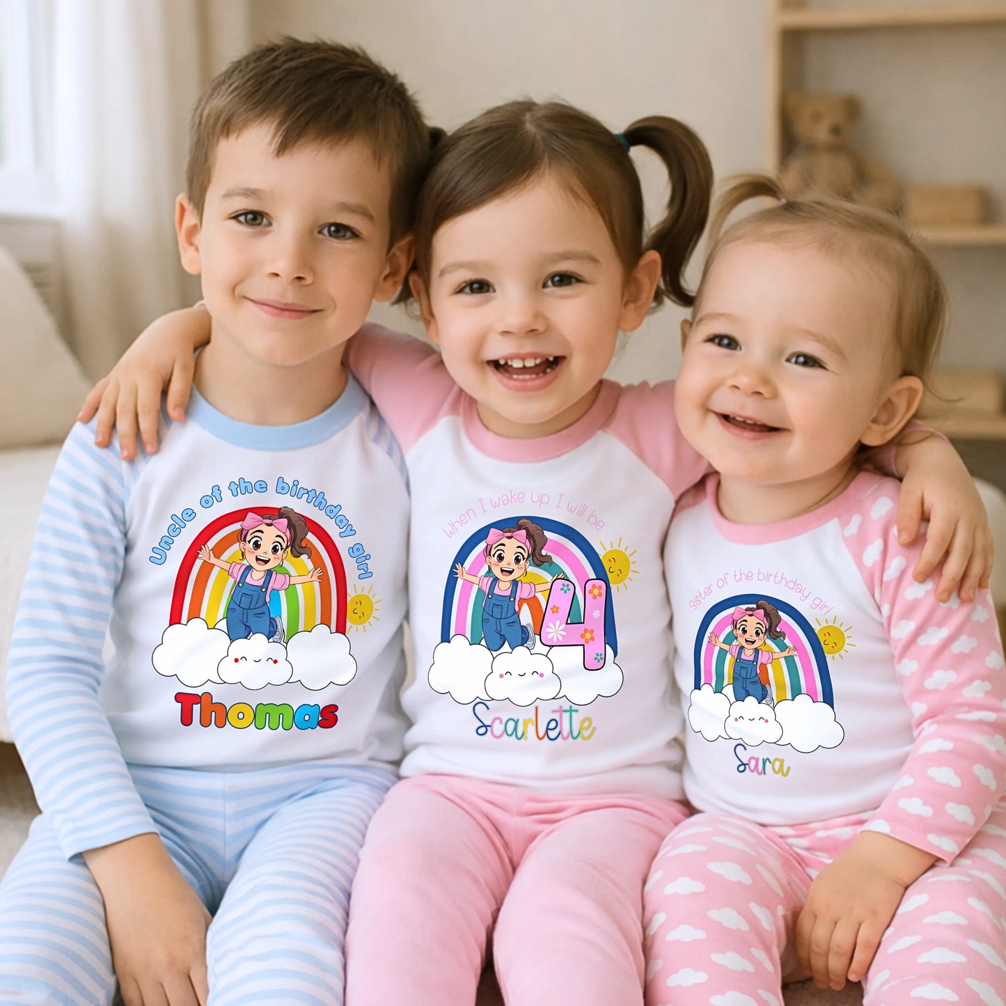Matching Sibling Birthday Pyjamas: Personalised Ms Rachel, Match with Me AishaBaileyDesigns
