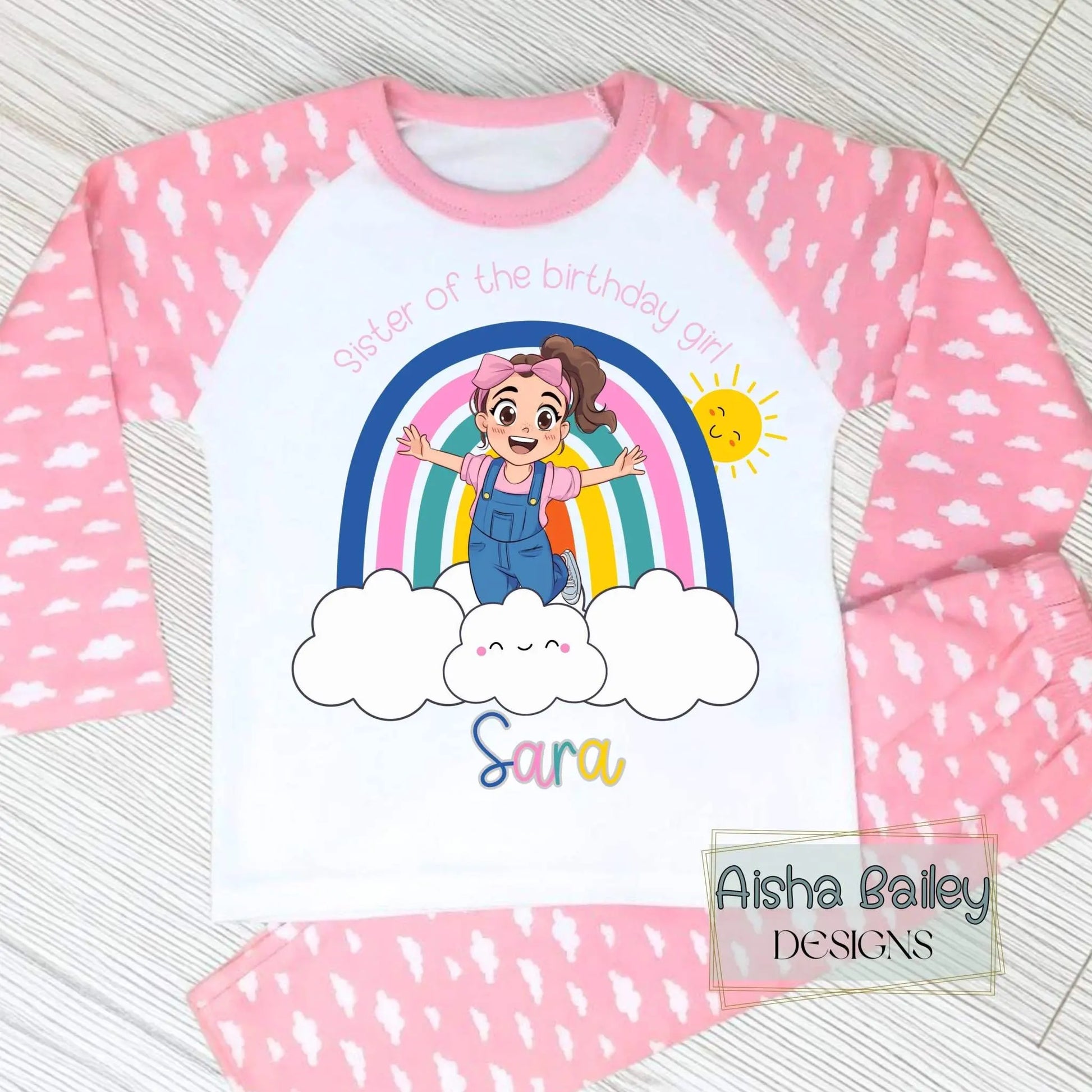 Ms Rachel Matching Sibling birthday Pyjamas: Ms Rachel Match With Me personalised pyjamas with sibling birthday design and names. Sister of the birthday girl, brother of the birthday boy, 