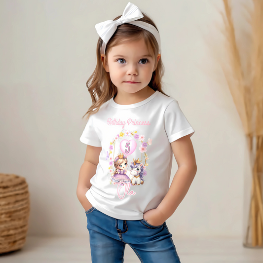 Princess unicorn birthday t-shirt, custom birthday girl, princess unicorn top, personalised princess tee, birthday princess