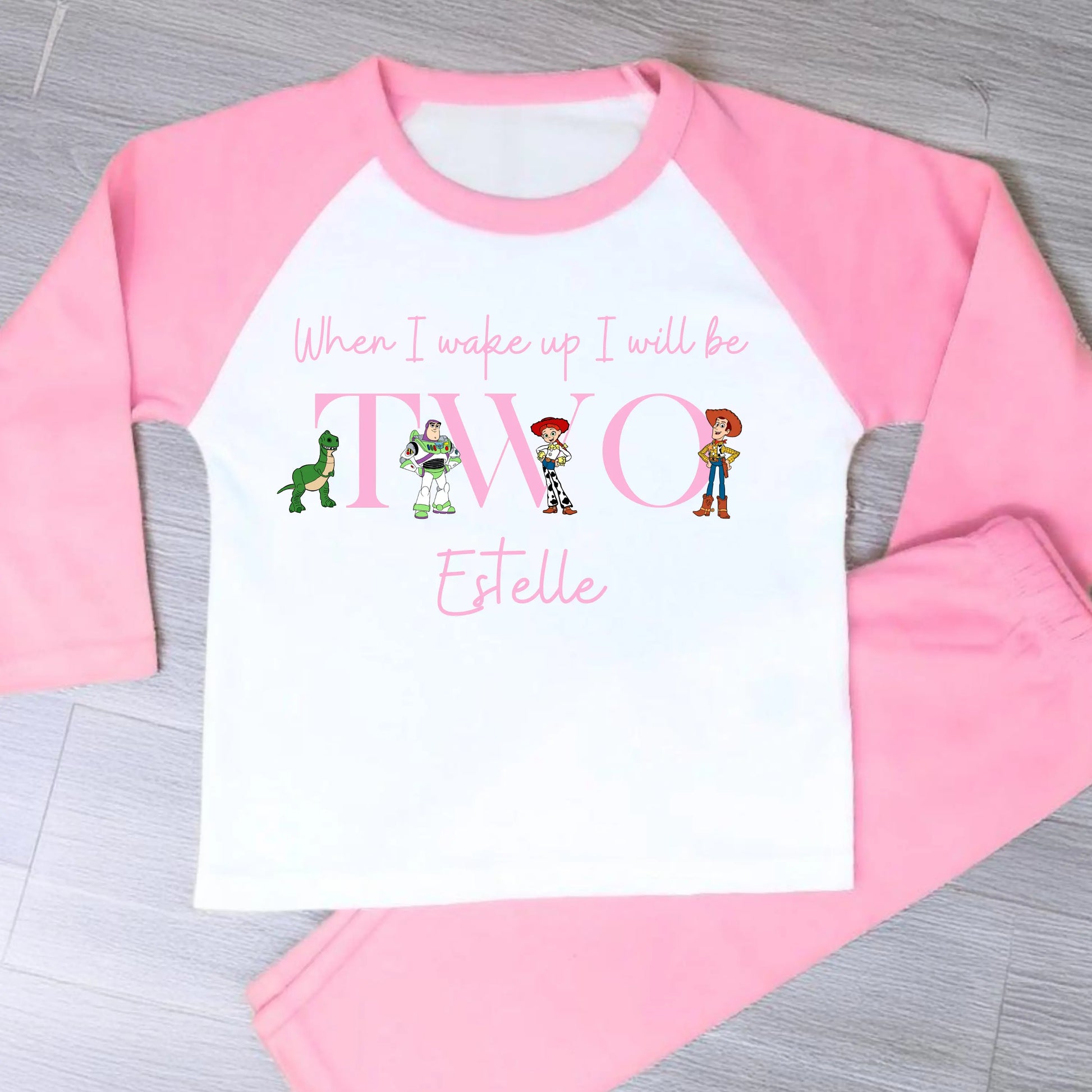 Personalised Toy Story Birthday Pyjamas for Girls – When I Wake Up I Will Be Birthday PJs AishaBaileyDesigns