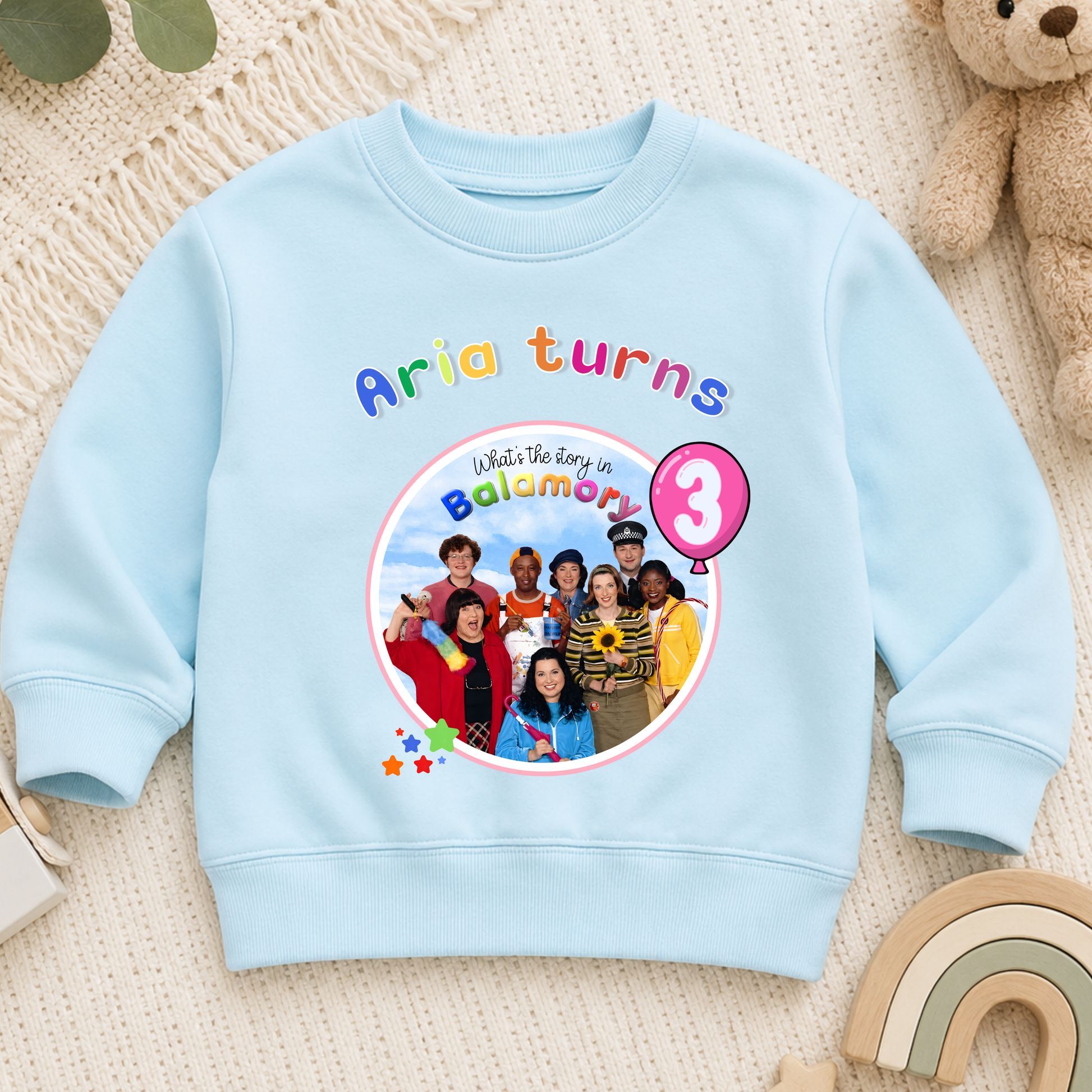 Girls Personalised Balamory Birthday Sweatshirt with custom name and age - aishabaileydesigns