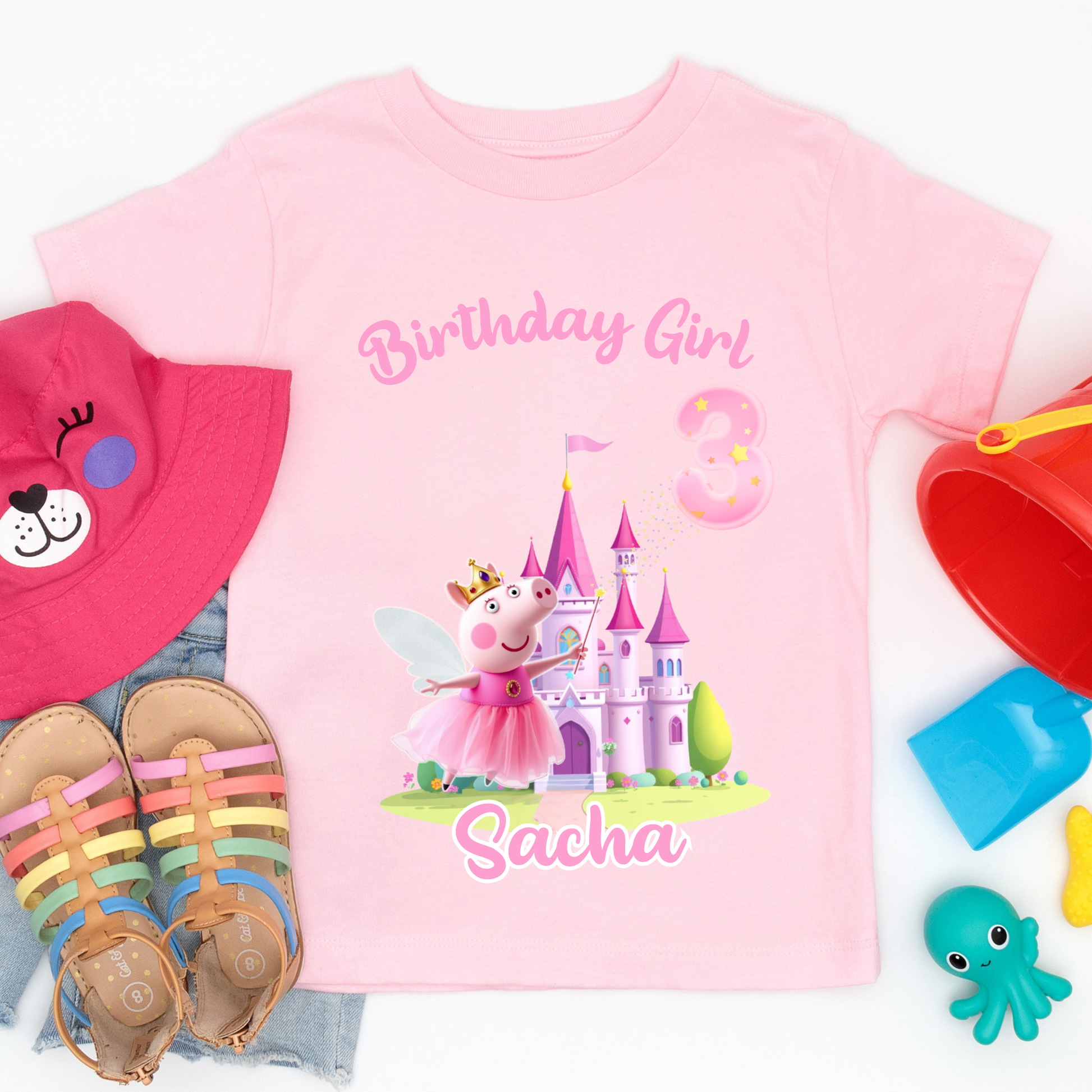 PPeppa Pig birthday t-shirt, Girls Personalised Fairy Princess Peppa Pig Birthday T-shirt, Peppa Custom T-Shirt, peppa pig with name, peppa pig birthday, peppa birthday top