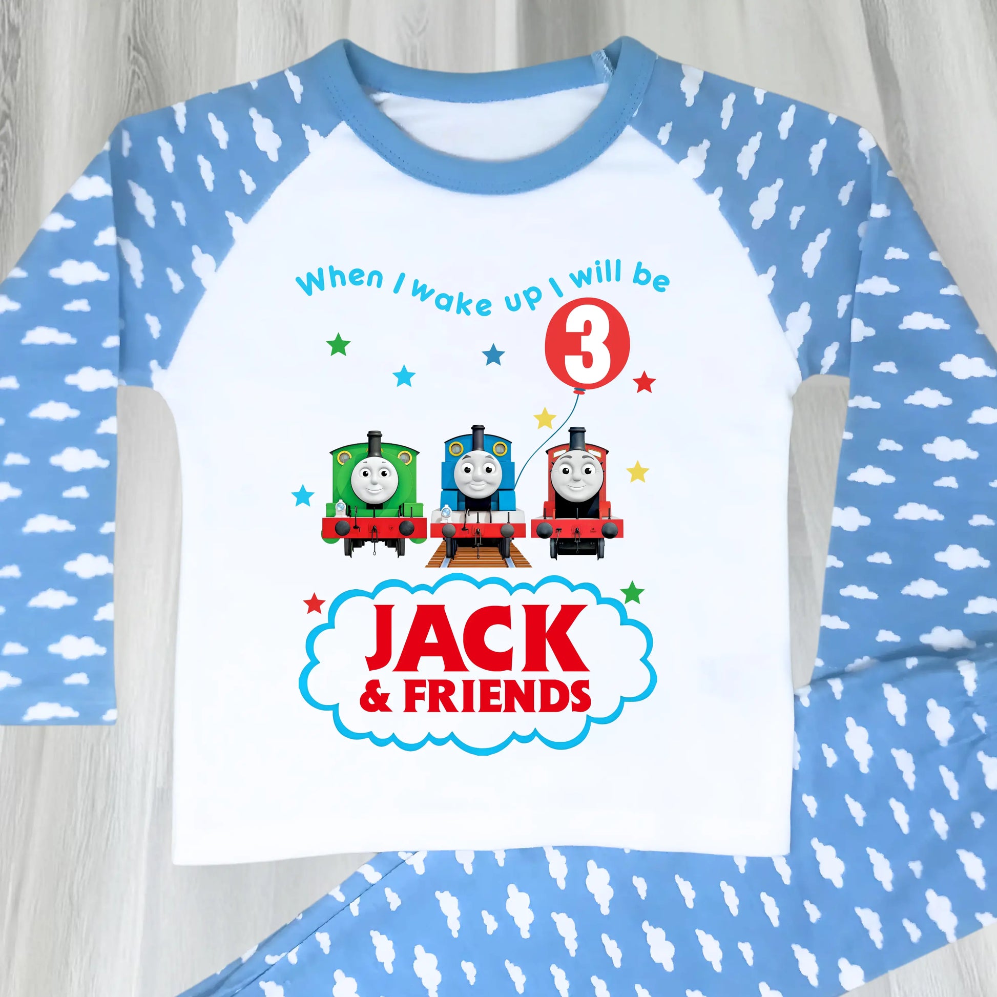 Boys Personalised Thomas Birthday Pyjamas  - Thomas the Tank Engine and Friends with any name and age AishaBaileyDesigns