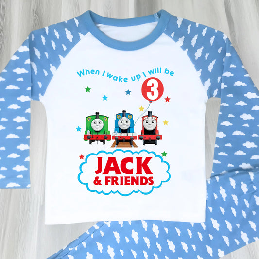 Boys Personalised Thomas Birthday Pyjamas  - Thomas the Tank Engine and Friends with any name and age AishaBaileyDesigns