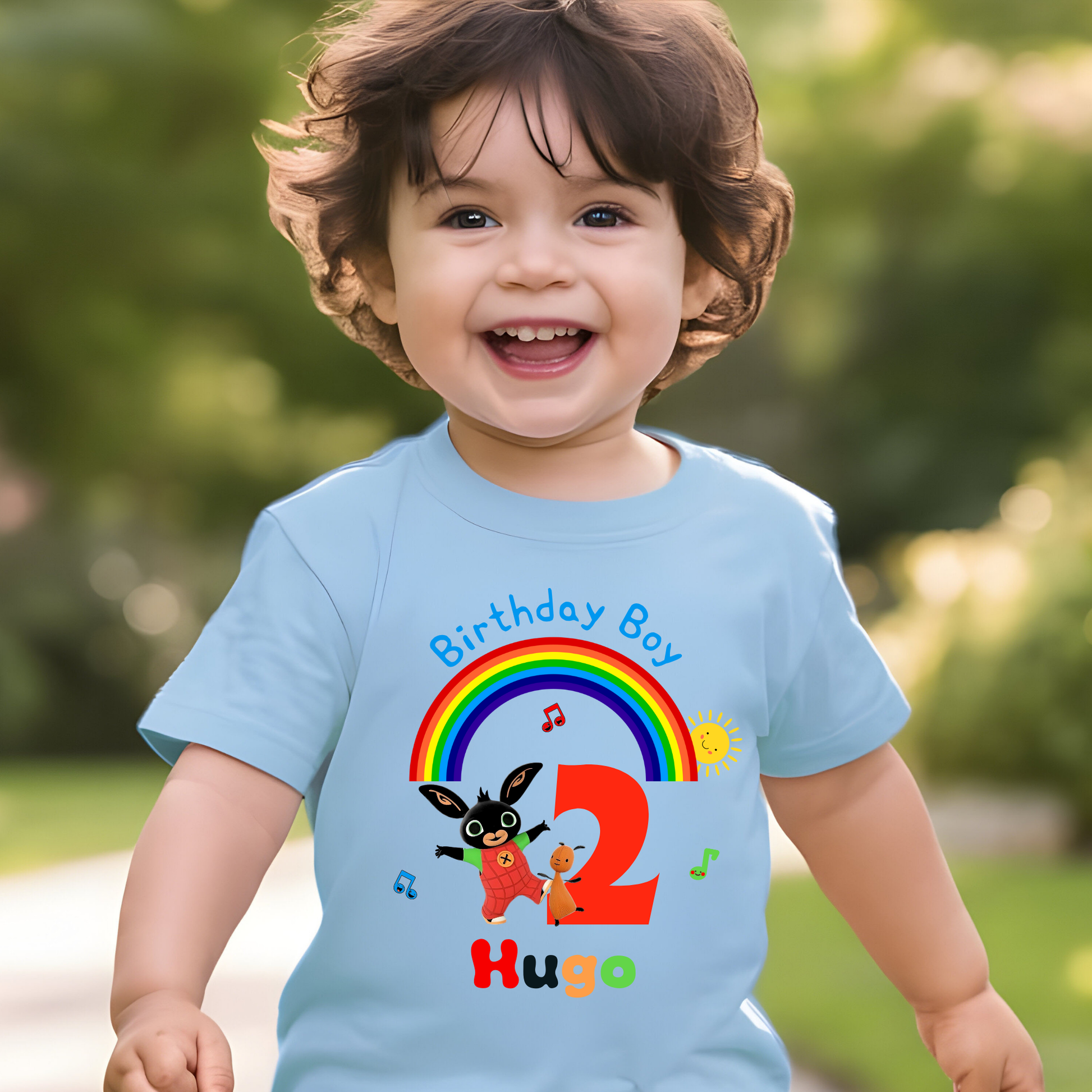 Boys Bing Bunny birthday t-shirt, personalised bing birthday tee, Bing and Gloppy bunny top, Bing birthdsy top