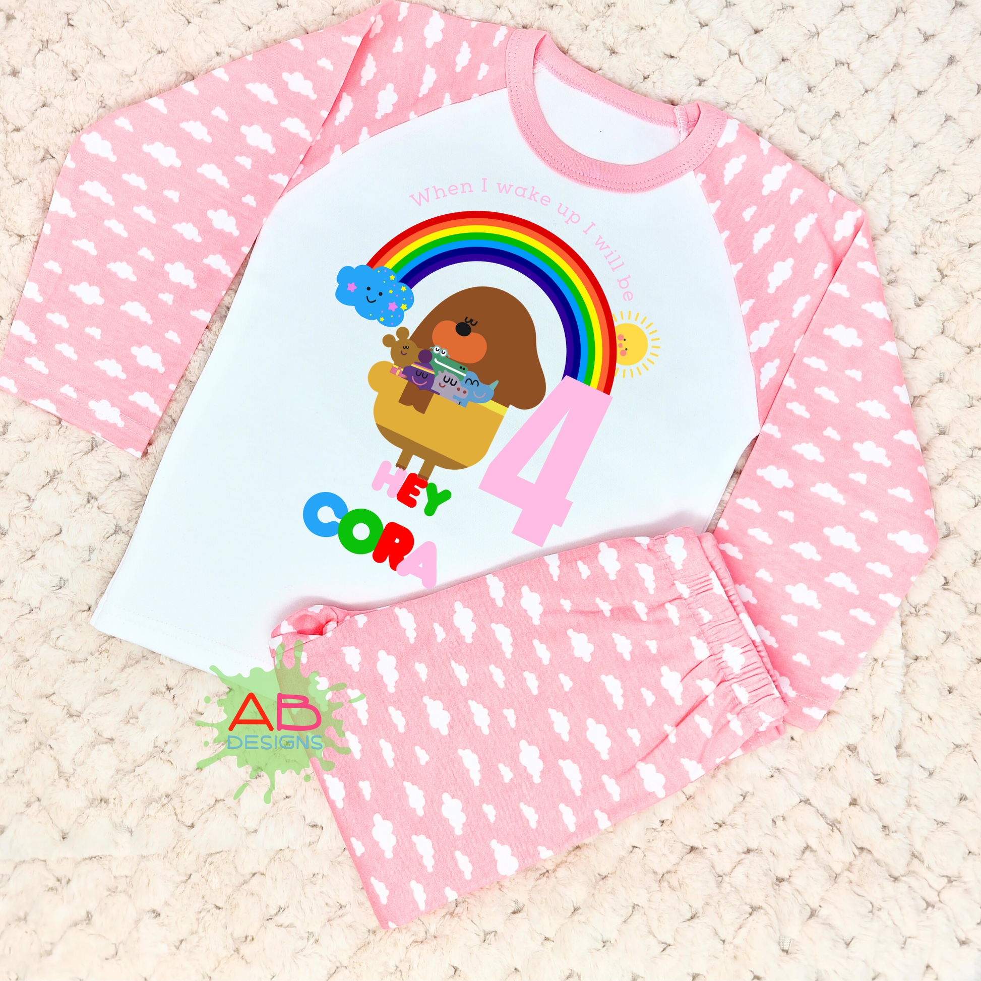Hey Duggee Birthday Pyjamas, Hey Duggee Personalised birthday Pyjamas for Girls, When i wake up Hey Duggee, hey duggee name number, hey duggee gift