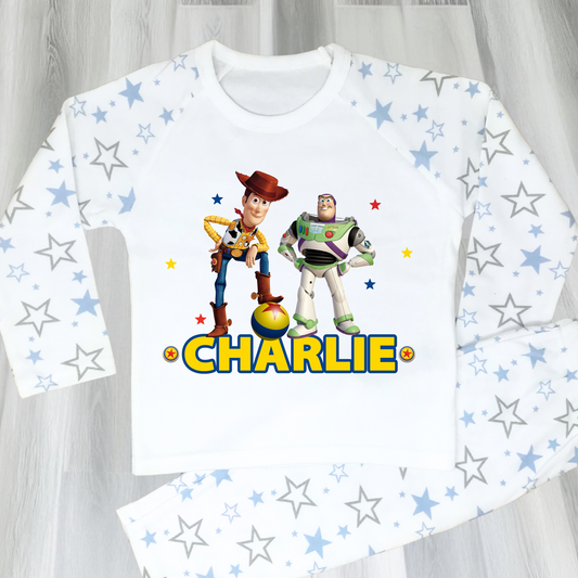 Toy Story Personalised Pyjamas - Boys' Buzz & Woody PJs, Toy story pajamas, Toy story with name, personalised Buzz and Woody, Buzz and Woody birthday