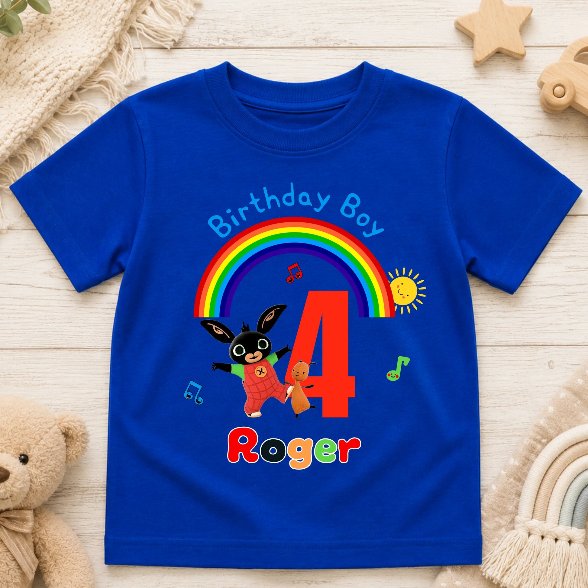Boys Personalised Bing Bunny Birthday t-shirt with Gloppy bunny - any age and name AishaBaileyDesigns