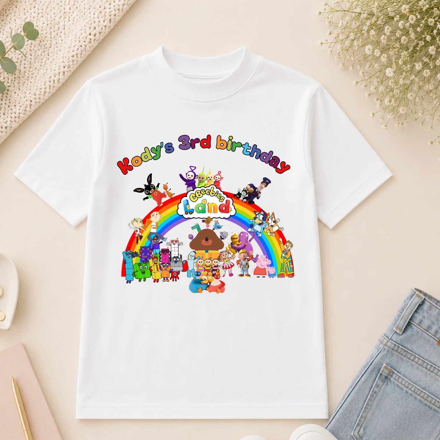 Personalised CBeebies Land Birthday T-Shirt for Boys – Custom Character Theme Park Birthday Shirt AishaBaileyDesigns