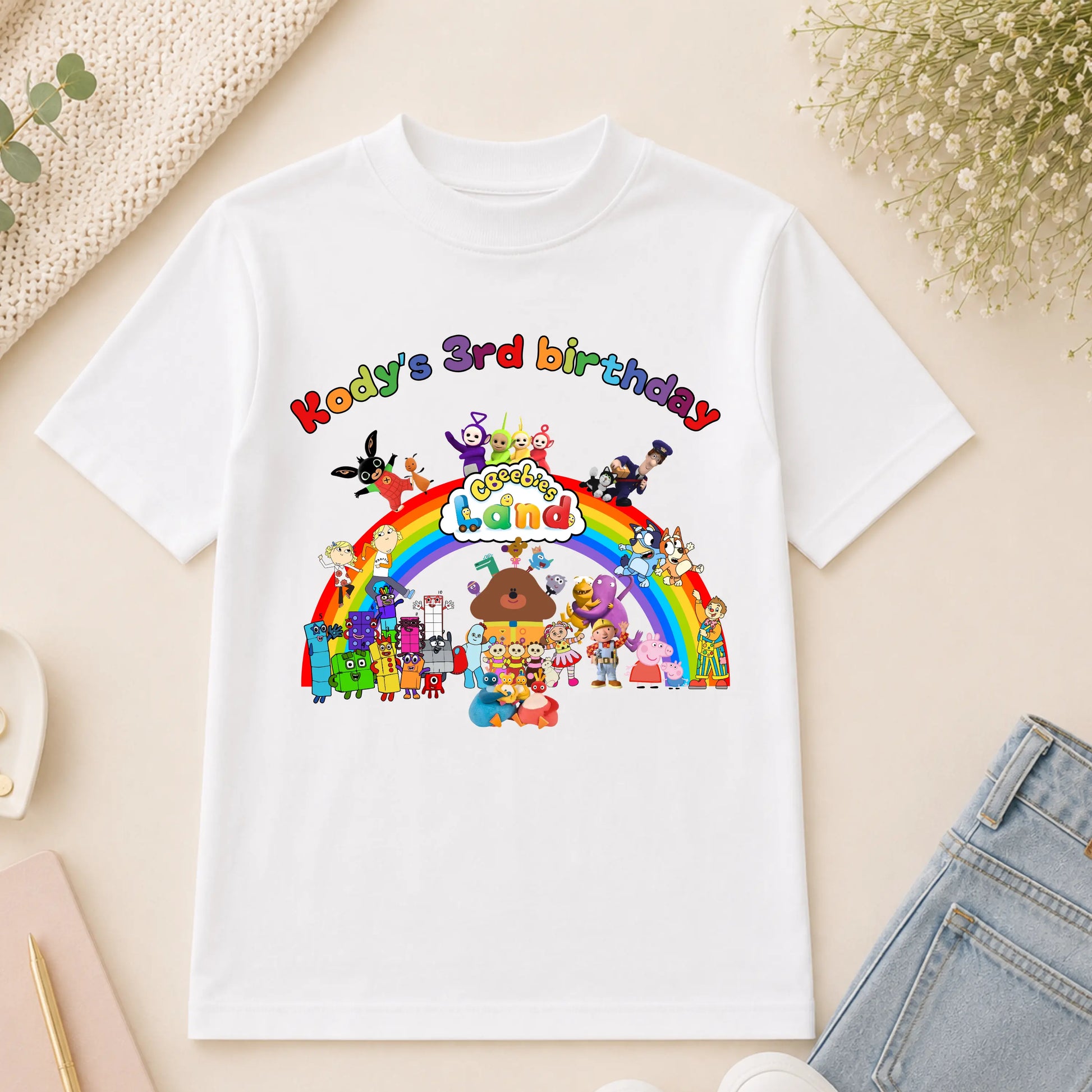 Personalised CBeebies Land Birthday T-Shirt for Boys – Custom Character Theme Park Birthday Shirt AishaBaileyDesigns