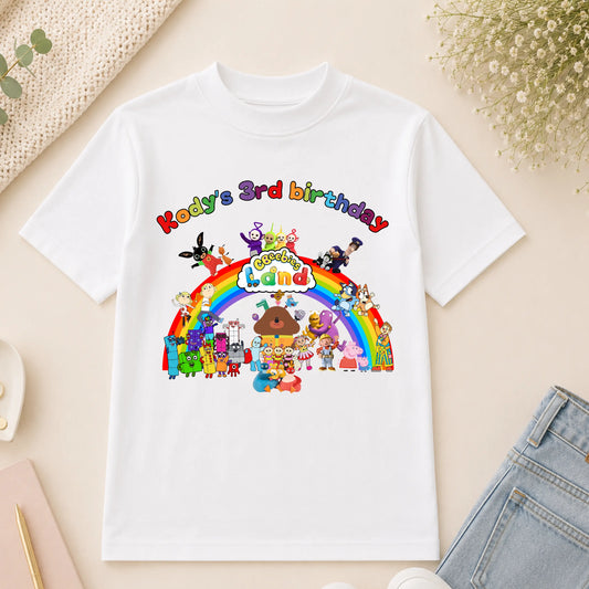 Personalised CBeebies Land Birthday T-Shirt for Boys – Custom Character Theme Park Birthday Shirt AishaBaileyDesigns