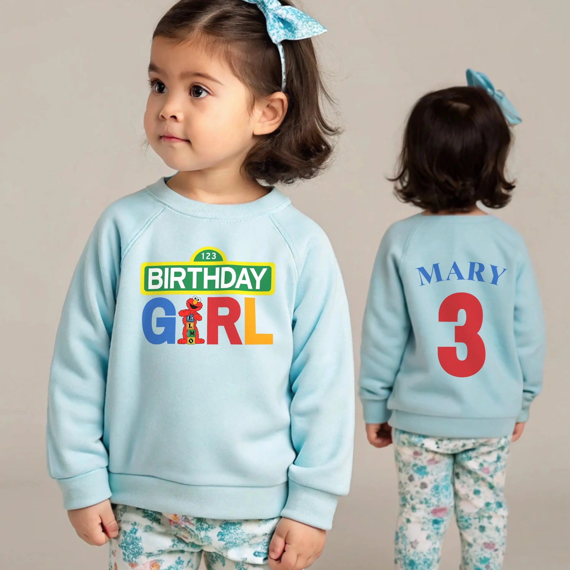 Elmo Birthday Sweatshirt – Personalised Birthday Girl Sweatshirt with Any Name & Age. Sesame street jumper