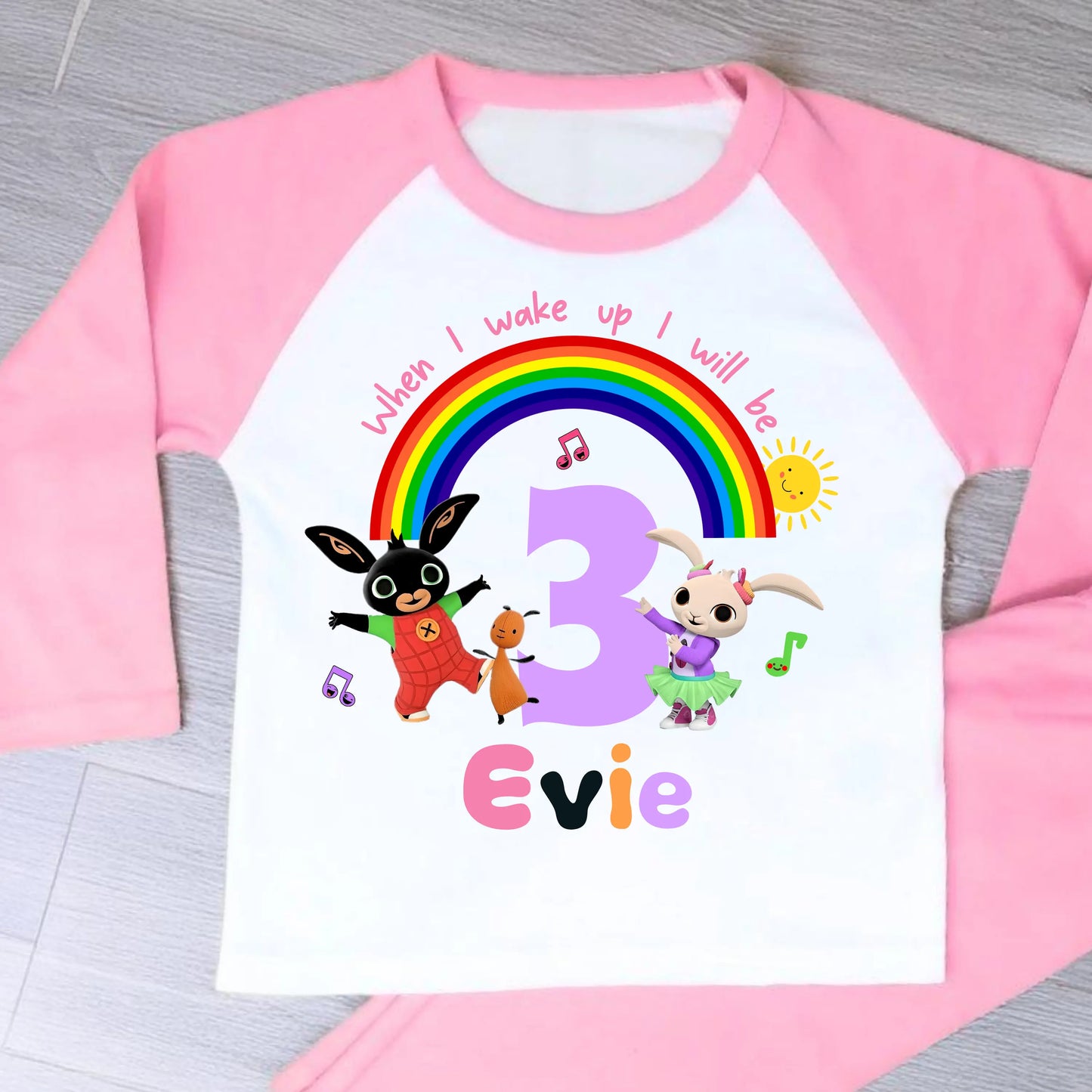 Personalised Bing and Coco Birthday Pyjamas for Girls, When I Wake up I Will Be AishaBaileyDesigns