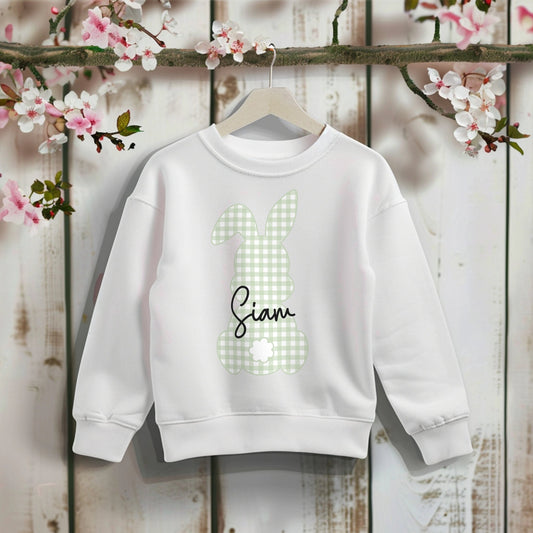 Easter Sweatshirt for Children - Personalised Easter Gingham Jumper, personalised easter sweatshirt, kids easter jumper, kids easter top