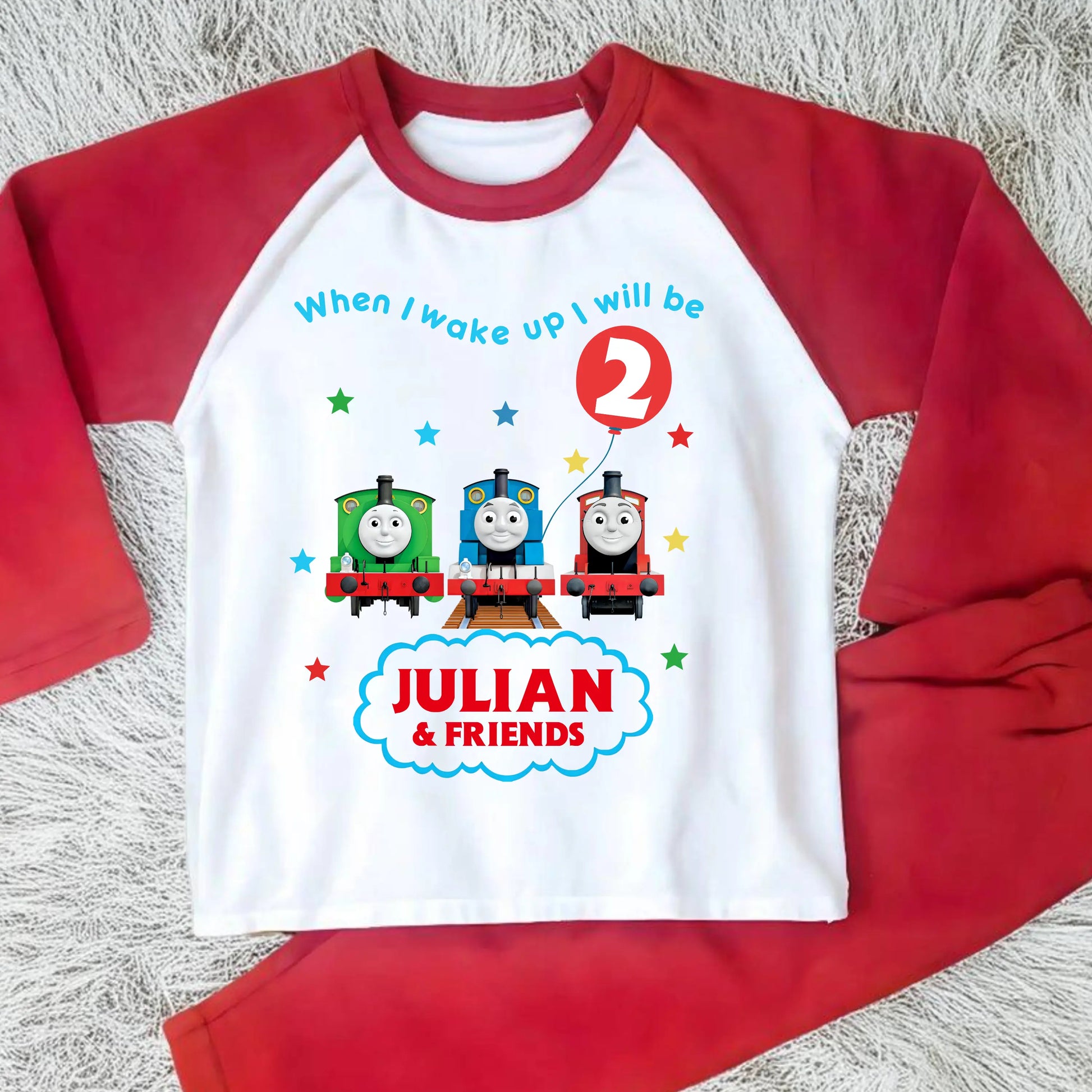 Boys Personalised Thomas Birthday Pyjamas  - Thomas the Tank Engine and Friends with any name and age AishaBaileyDesigns
