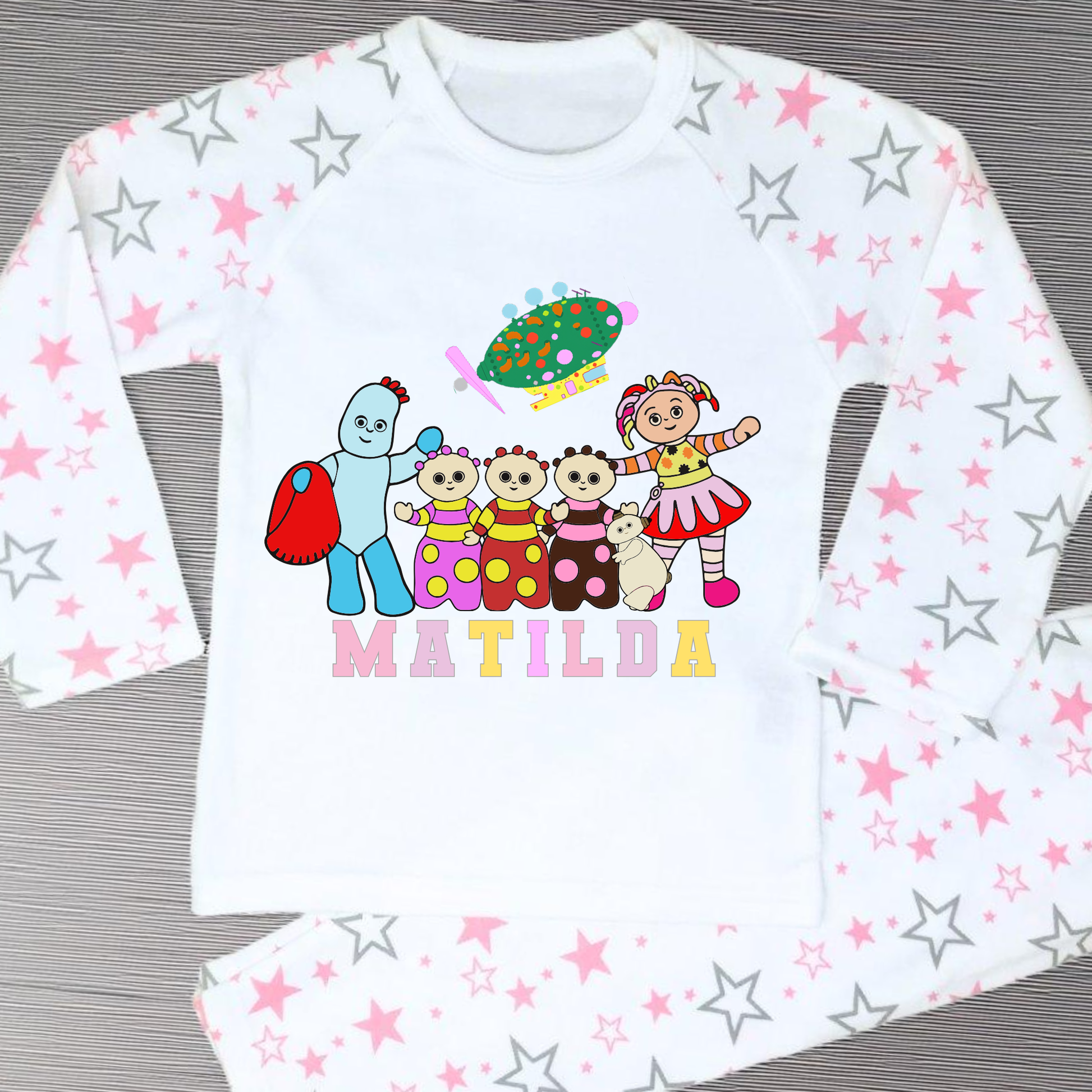 Personalised In the Night Garden pyjamas, when i wake up in the night garden, kids cbeebies pajamas, birthday pjs, iggle piggle pjs, upsy daisy pjs