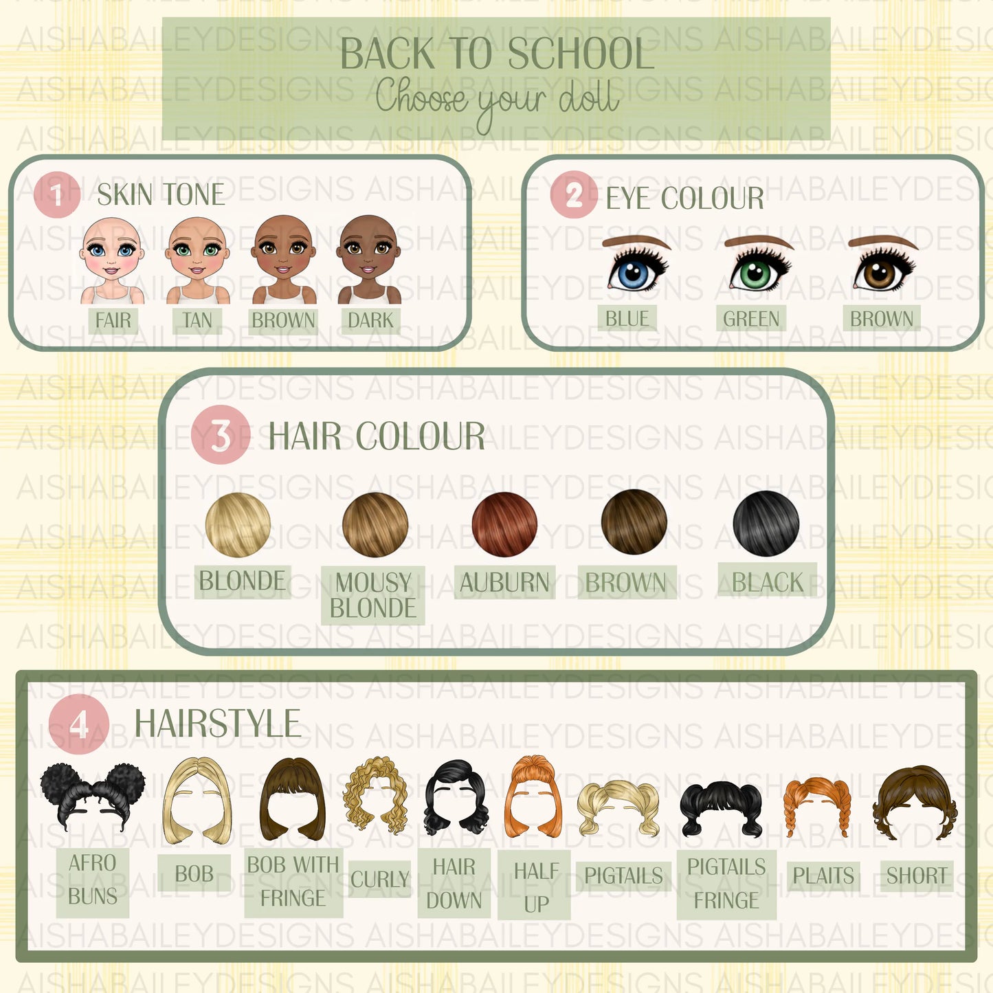 Personalised Back to School Pyjamas for Girls | Custom School Girl PJs AishaBaileyDesigns