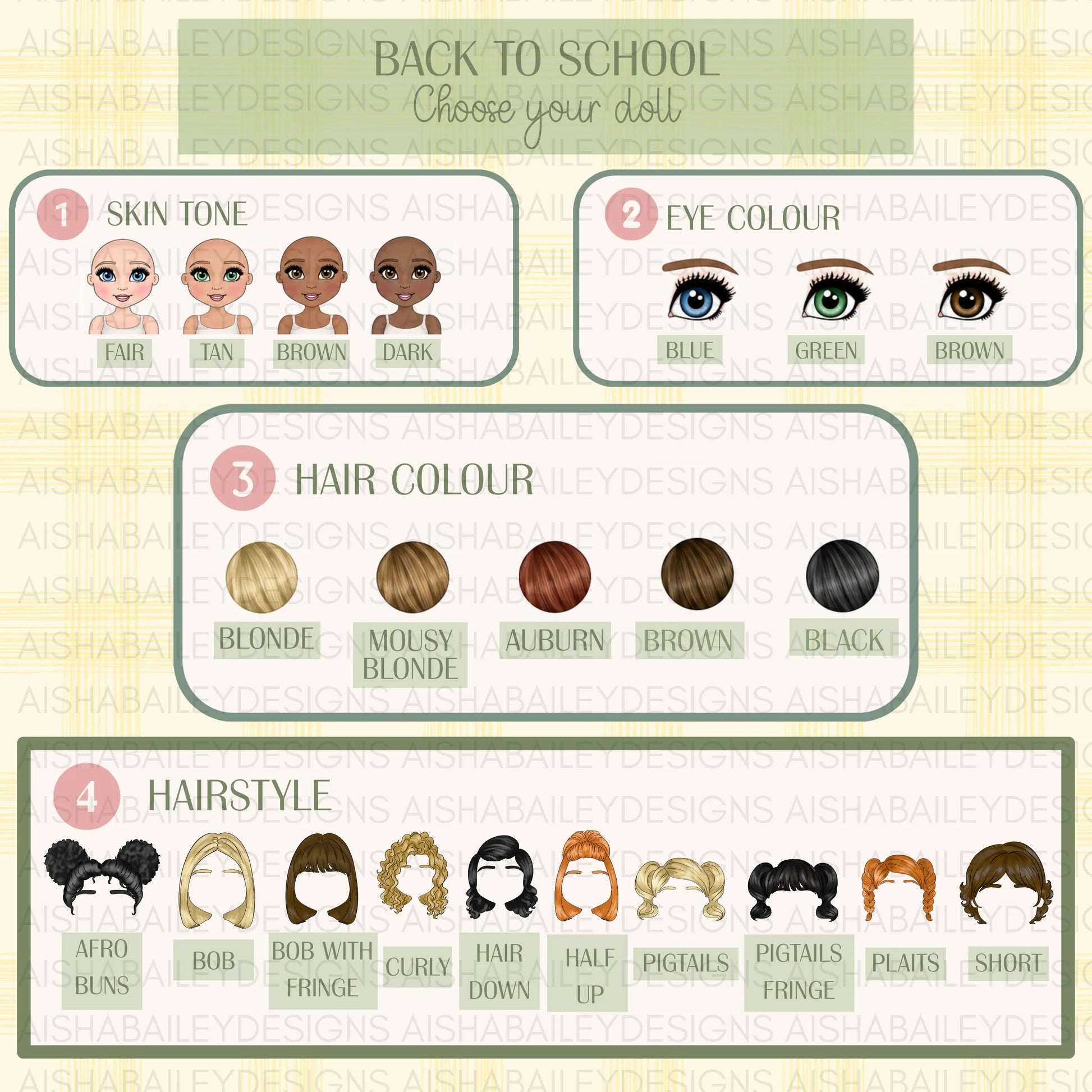 Personalised Back to School Pyjamas for Girls | Custom School Girl PJs AishaBaileyDesigns