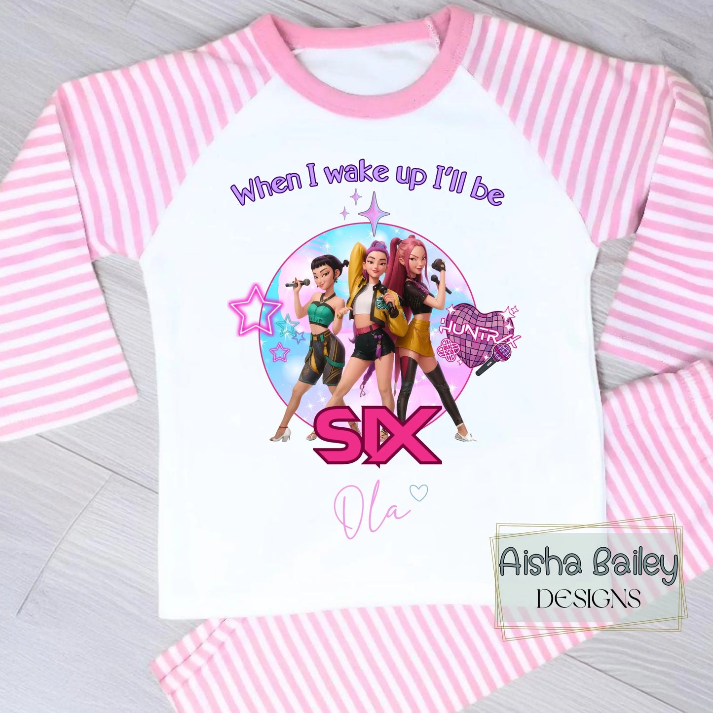 Personalised Kpop Demon Hunters Birthday Pyjamas for Girls AishaBaileyDesigns