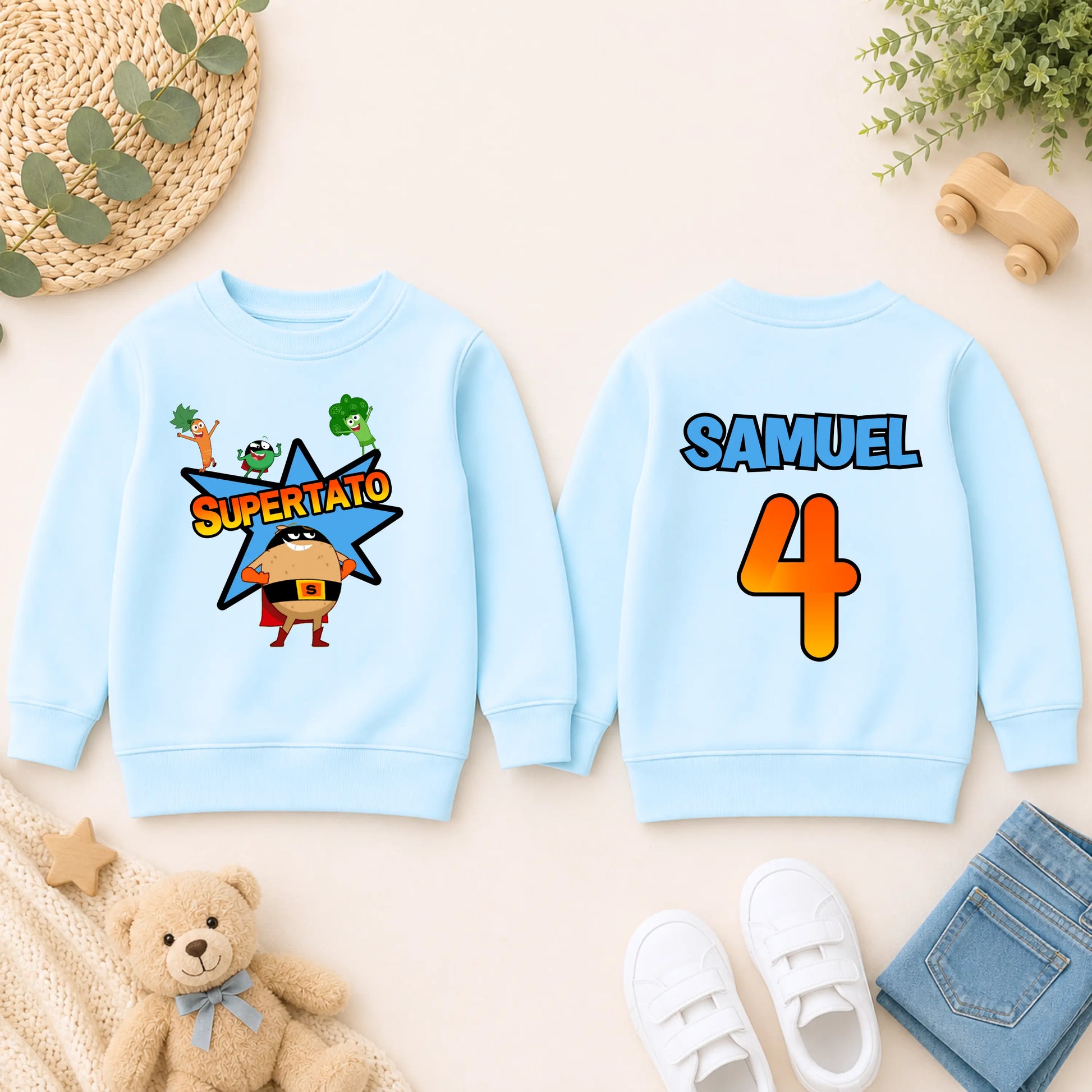 Personalised Boys Supertato Birthday Sweatshirt  - any name and age AishaBaileyDesigns