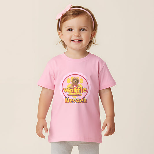 Personalised waffle t-shirt with custom name for girls