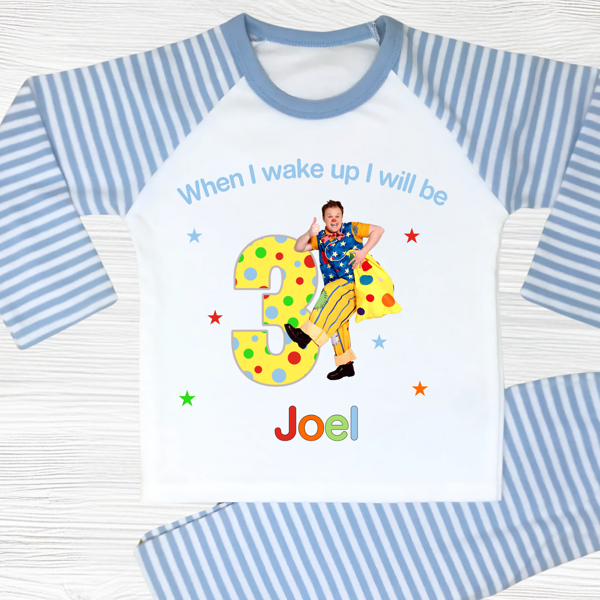 Mr Tumble Birthday Pyjamas for Boys - Personalised Mr Tumble Nightwear, personalised mr tumble birthday pajamas, when i wake up mr tumble. Custom mr tumble birhday pjs