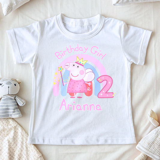 Peppa Pig Birthday t-shirt for Girls - Personalised Peppa Pig Birthday Tee, peppa pig birthday tshirt, personalized peppa pig top, peppa pig personalised birthday shirt