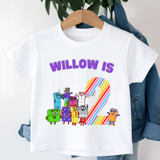 Numberblocks birthday t-shirt, custom name tee, custom girls numberblocks, birthday shirt, custom birthday top for kids
