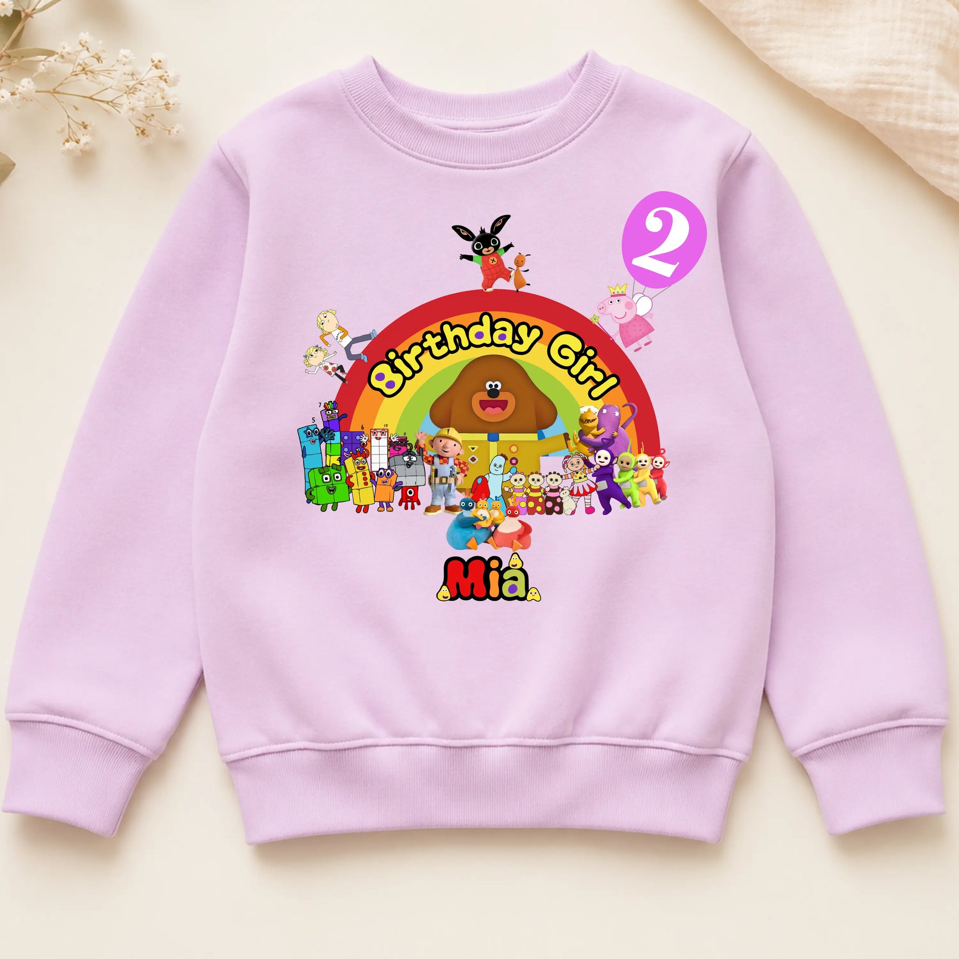 Personalised CBeebies Character Sweatshirt for Girls – Custom Birthday Jumper