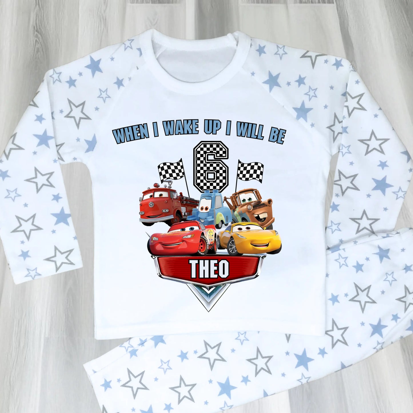 Personalised Cars Birthday Pyjamas for Boys AishaBaileyDesigns