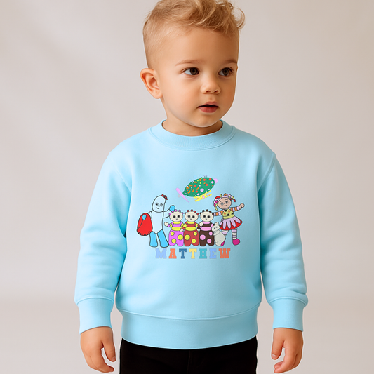 Personalised In the night garden sweatshirt, In the night garden personalised sweatshirt, custom name sweatshirt, custom jumper for boys