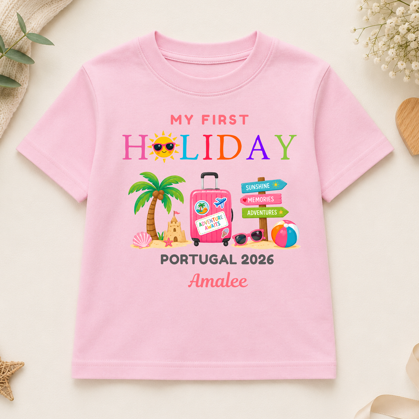 Personalised Family Holiday T-Shirt for Babies, Kids & Adults